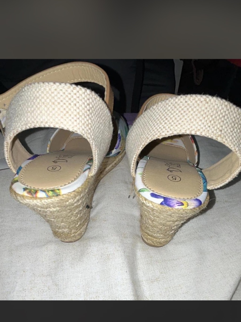 Xhilaration Cream Canvas Espadrille Wedge Sandals with Floral Insole